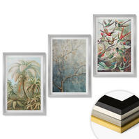 WANDBILDER 3er Set - 40x60 cm Silberner Rahmen - Tropische Pflanzen, Vögel, Natur - Silberfarben, Kunststoff (40/60cm) - ArtPrintCave