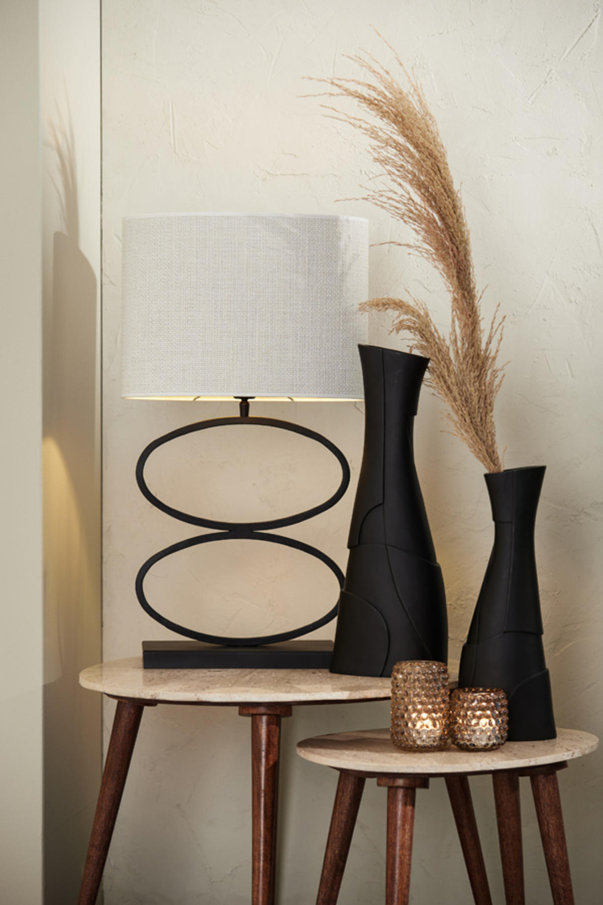 LAMPENFUSS Stelius Schwarz Ø33/42 cm - Schwarz, Metall (33/17/42cm) - Light & Living