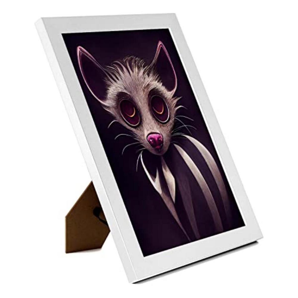 POSTER Set mit 4 Starren Poster im T Burton Goth Stil Tier A4 Weißer Rahmen - Weiß, Papier (29.7/3cm) - Nacnic