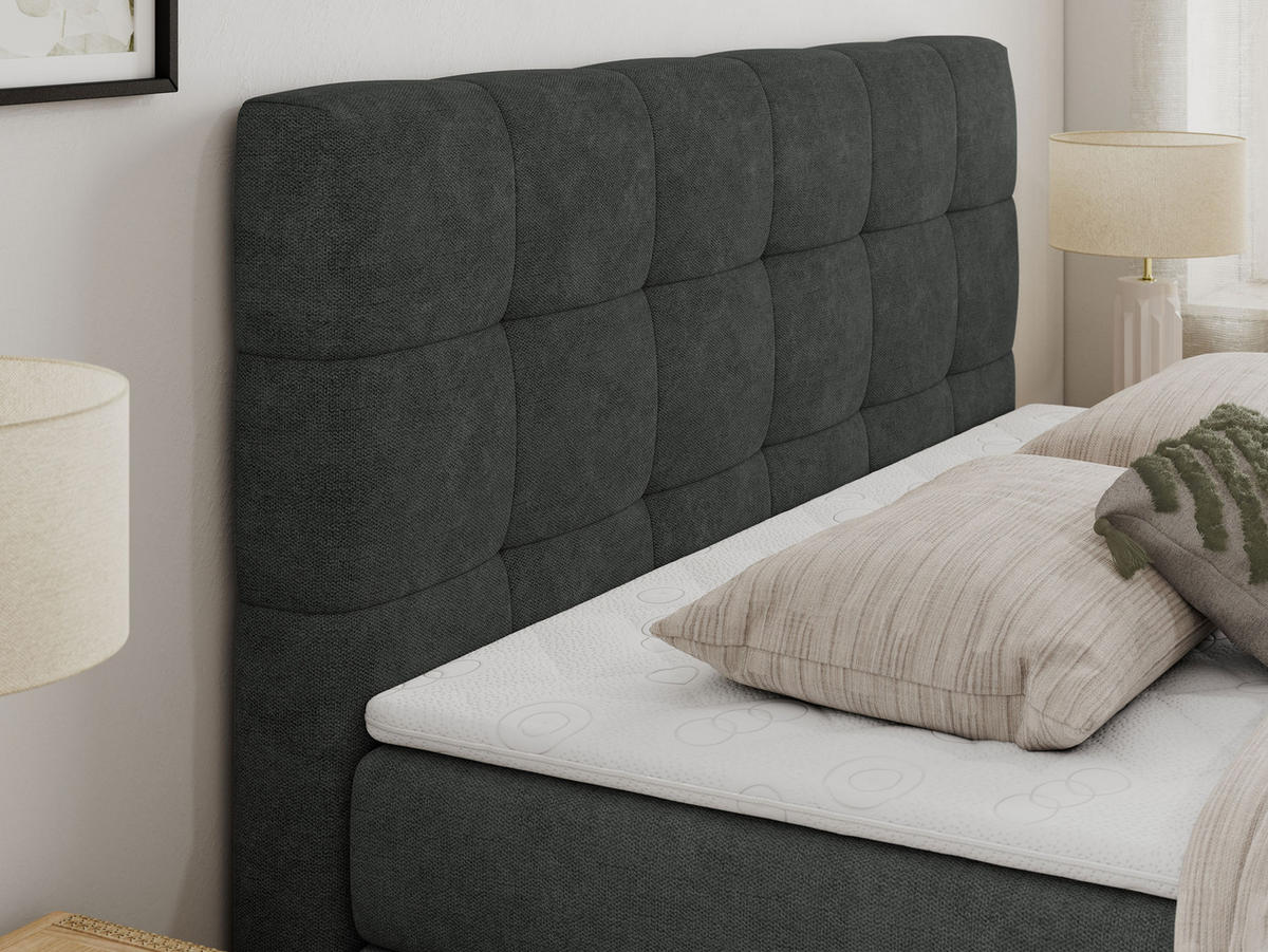BOXSPRINGBETT LUKA KING 140/200 Dunkelgrau Struktur - H3 - Dunkelgrau, Holz/Textil (140/200cm) - MKS