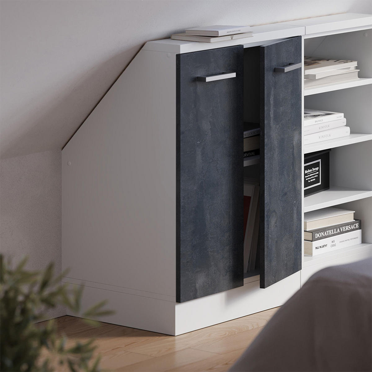 ŠIKMÁ SKRIŇA Rion Čierny betón/biely - čierna, kompozitné drevo (60/81.6/46cm) - Vicco