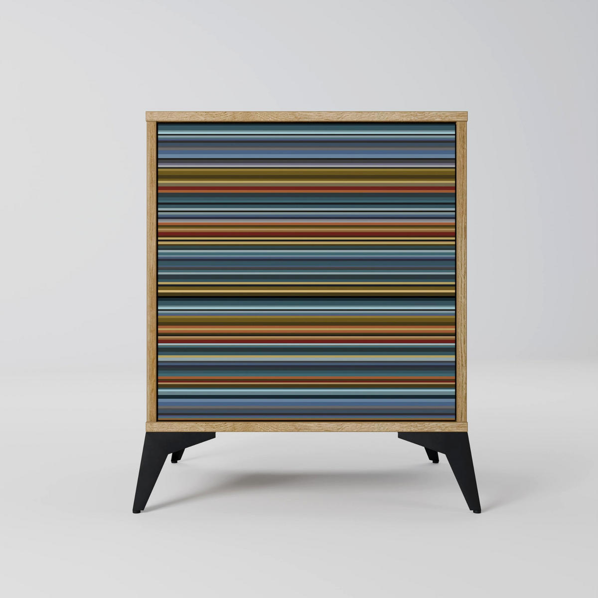 SIDEBOARD LINEOUT SPECTRUM, Eichefarben, 57,5x42x72,5 cm, Schwarze Metallfüße - Eichefarben/Multicolor, Holzwerkstoff/Metall (57.5/72.5/42cm) - SpaceRebels