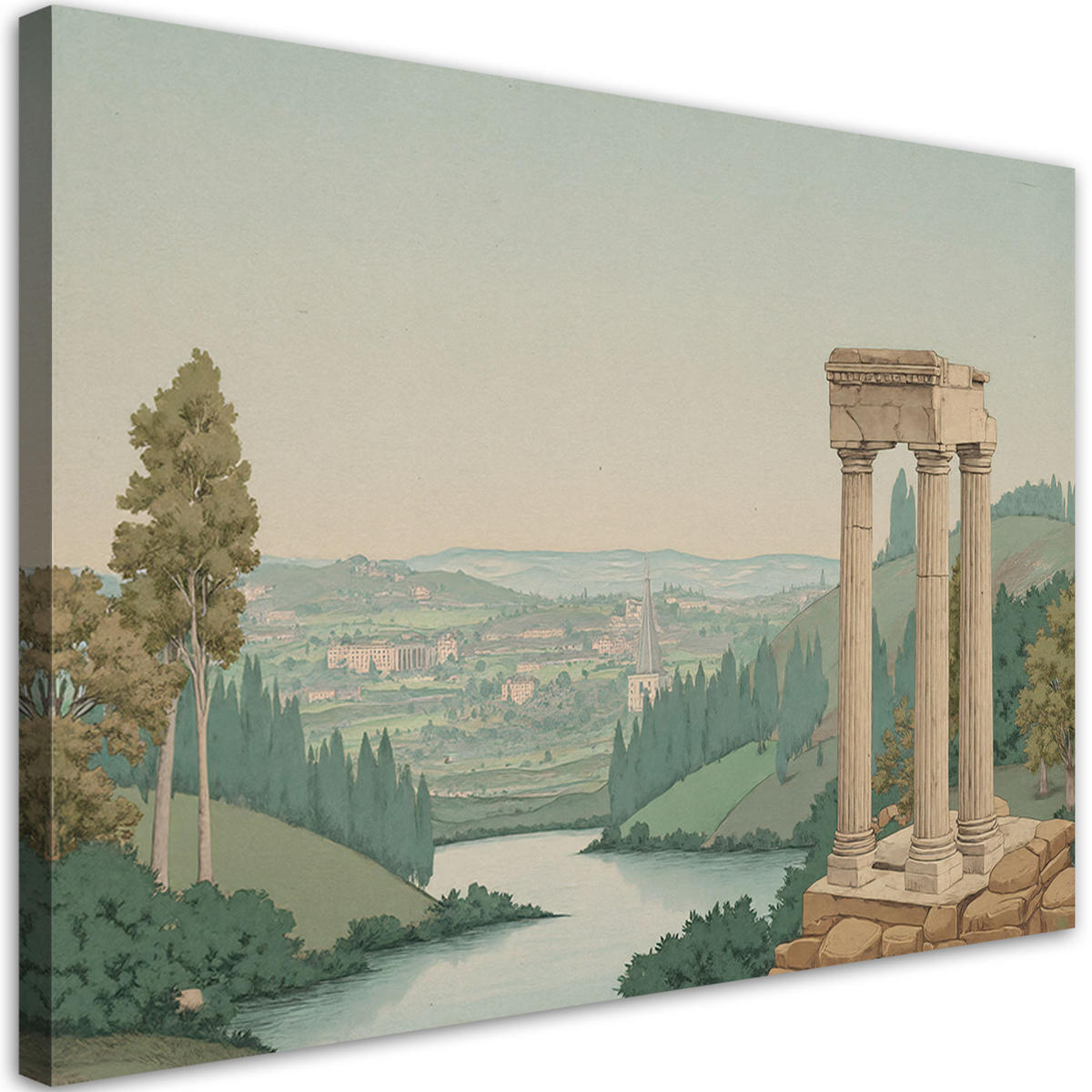 WANDBILD landschaft bäume architektur - Beige, Textil (60/40cm) - Feeby