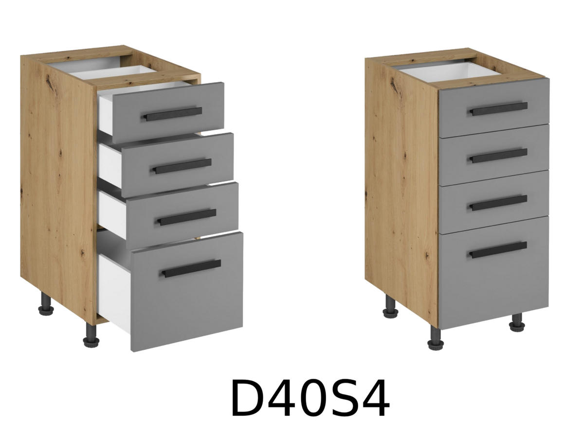 KÜCHENZEILE 240 - Langen KL2-M240 in Beige/Matt - Beige/Schwarz, Holz/Metall (240/212/58cm)