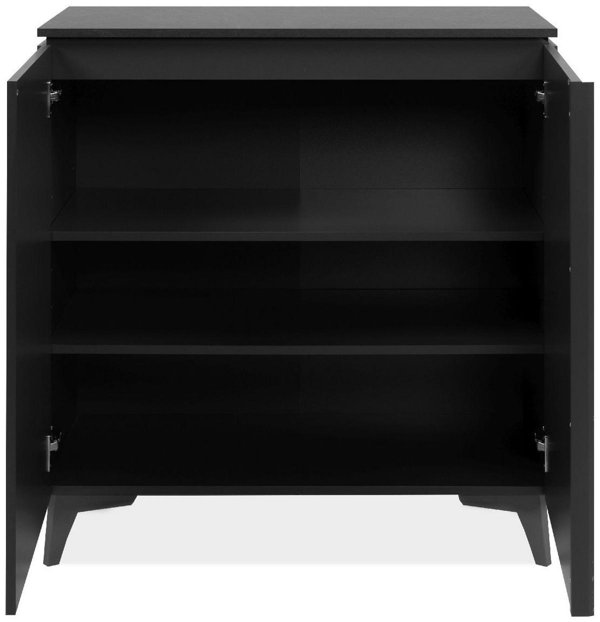SIDEBOARD 2 Türen L88 cm - BERTRIX - Schwarz, Holzwerkstoff (88/92/40cm) - Finori GmbH