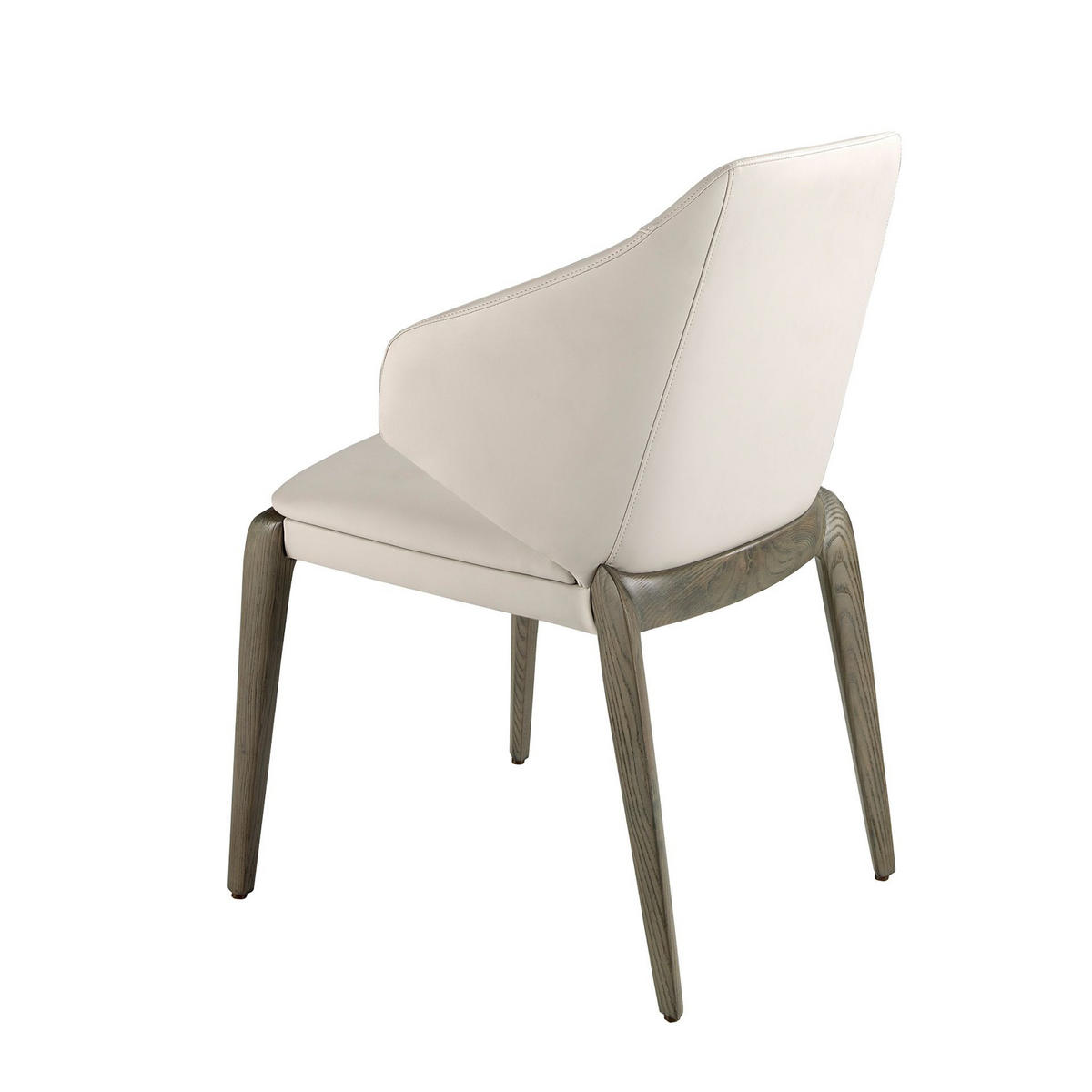 STUHL Cremefarbener Kunstlederstuhl 53/54/82 cm - Eichefarben/Creme, Leder (53/82/54cm) - ANGEL CERDA
