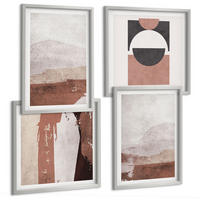 BILDER SET 4er Set - 50x50 cm & 40x60 cm Silberner Rahmen - Abstrakte braune Muster - Silberfarben, Kunststoff (50/50cm) - TULUP