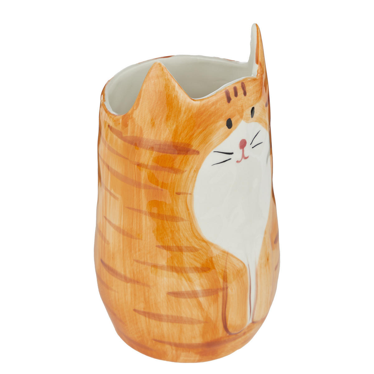VASE Pablo Katze - Steingut - Beige - Beige/Schwarz, Keramik (20cm) - Butlers