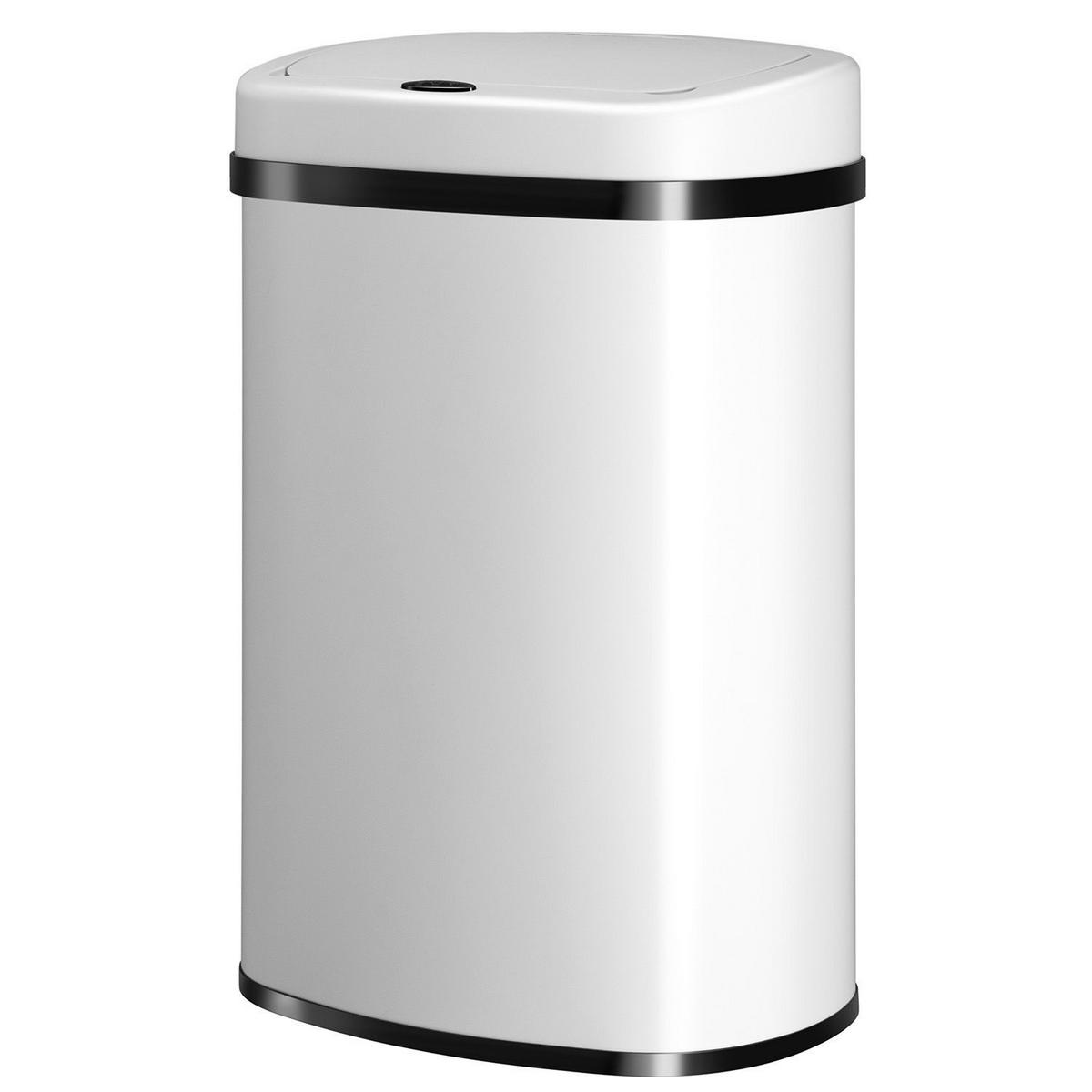 MÜLLEIMER viereckig 50L weiß mit Sensor - Weiß, Metall (40/58/29cm) - Juskys
