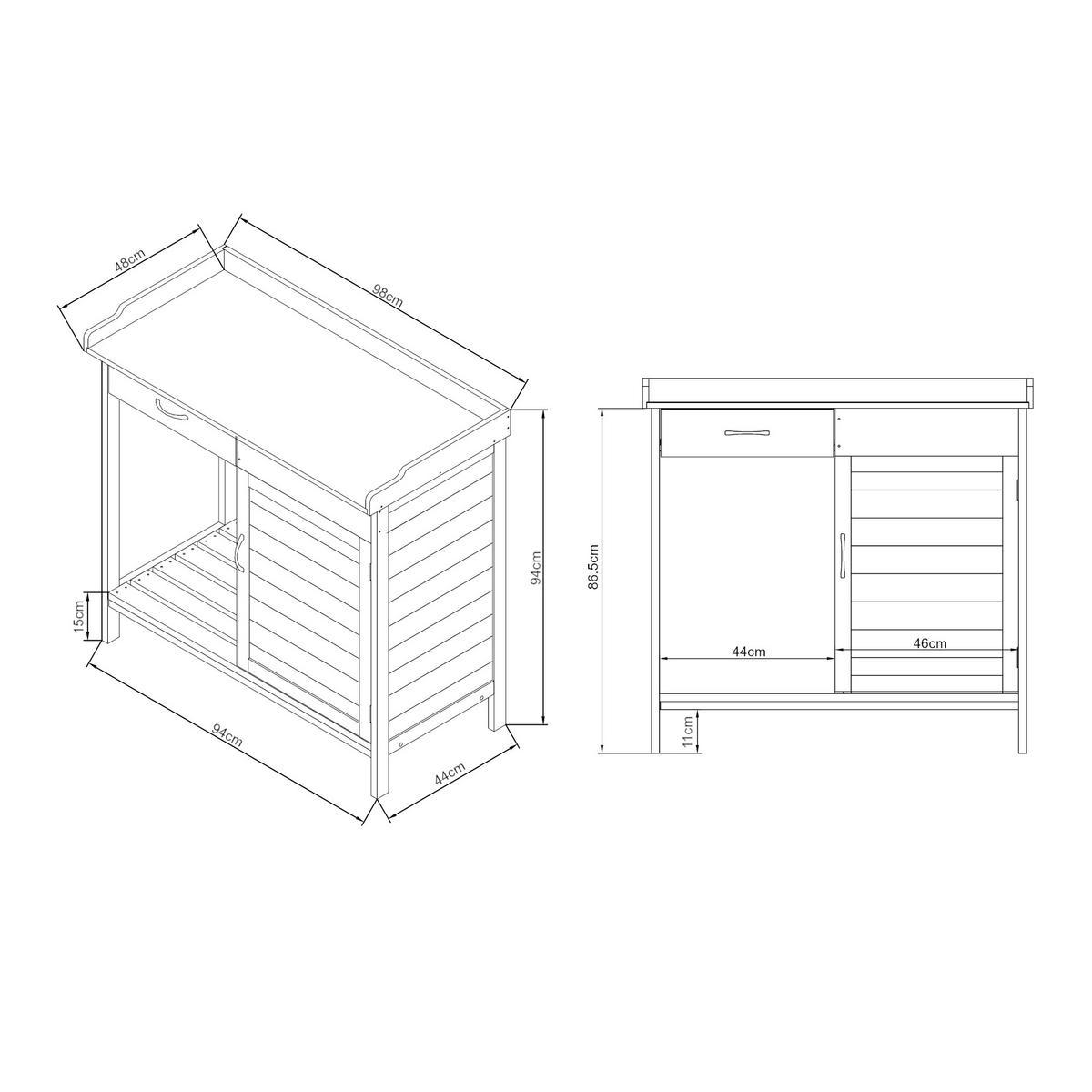 PFLANZTISCH Aliano - Grau, Holz/Metall (48/98/94cm) - casa.pro
