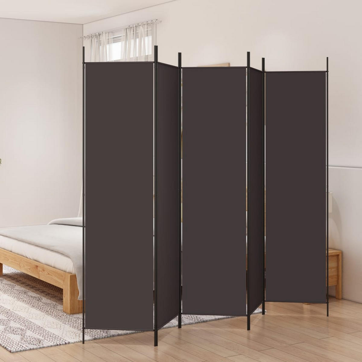 PARAVENT 5-teilig Braun 250/200 Cm Stoff - Braun, Textil (250/200/0.1cm) - vidaXL