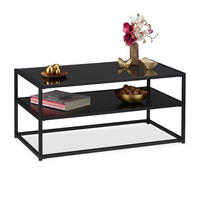 COUCHTISCH - Schwarz, Glas/Holzwerkstoff (50/90/42cm) - Relaxdays