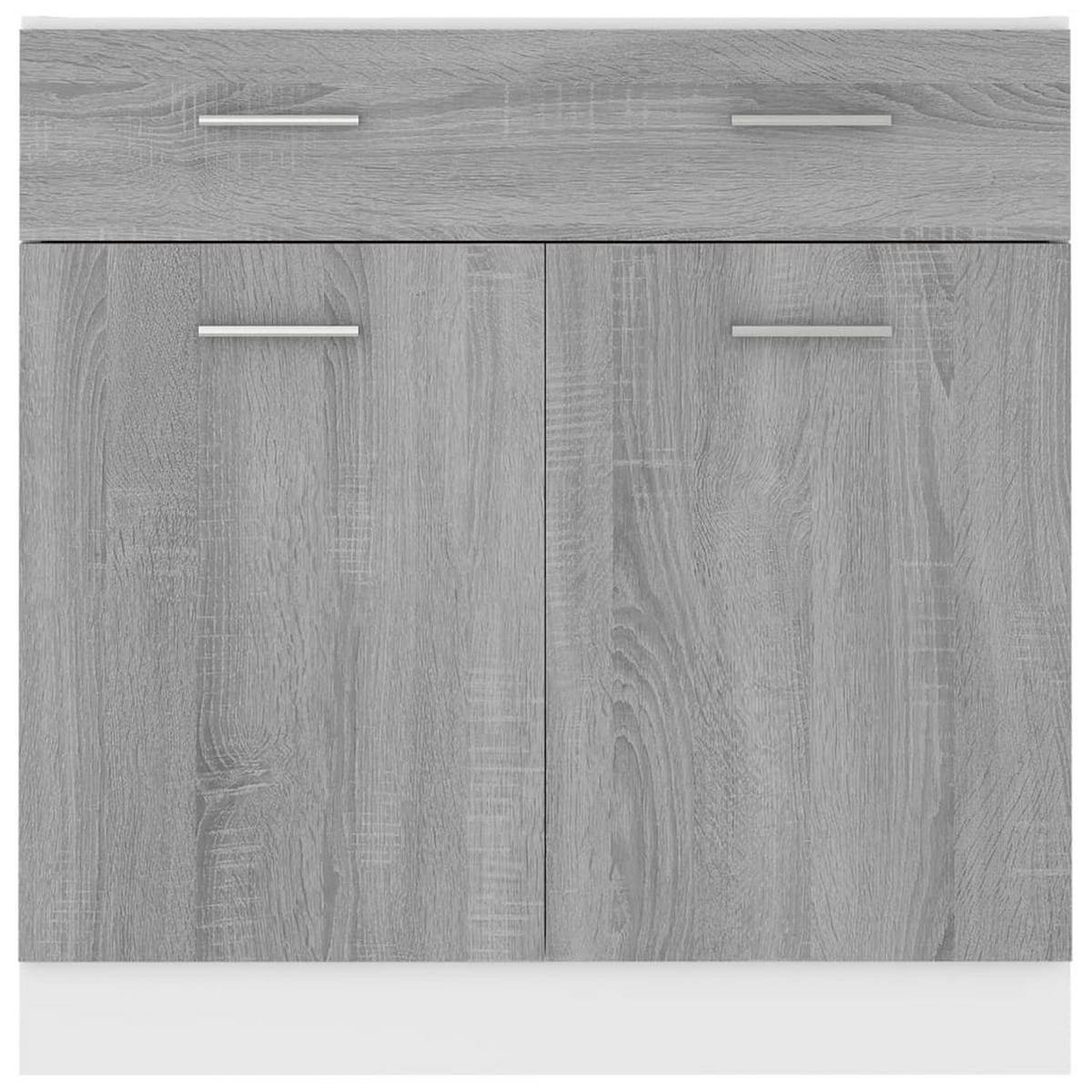 KÜCHENUNTERSCHRANK Lyon mit 2 Türen, 1 Schublade 80/46/81,5 cm aus Holzwerkstoff Grau Sonoma Dekor - Grau/Silbereichenfarben, Holz/Metall (80/81.5/46cm) - vidaXL