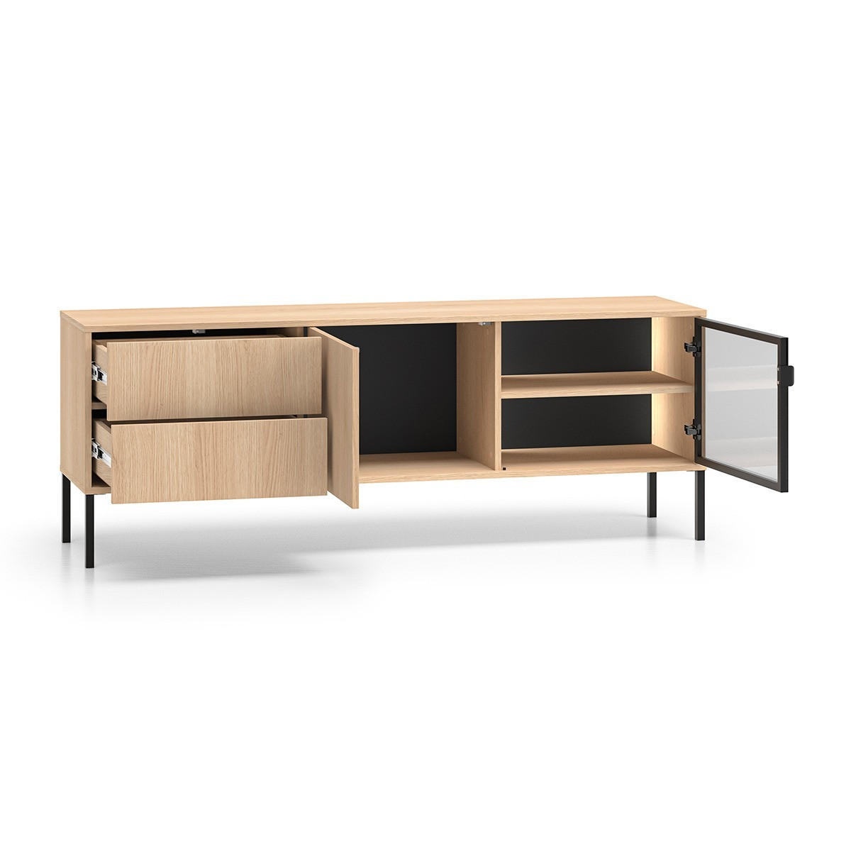 TV-MÖBEL Paige Holz und Schwarz - Schwarz, Holzwerkstoff (160/59/40cm) - Petits-meubles