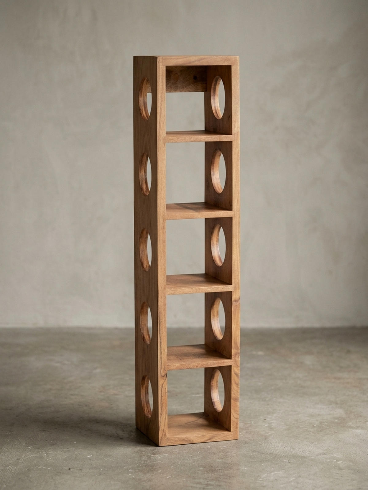 WEINREGAL Massivholz mit 5 Fächern Wandmontage Edelholz-Optik, Beige 70 cm - Beige, Holz (15/70/15cm) - KADIMA DESIGN