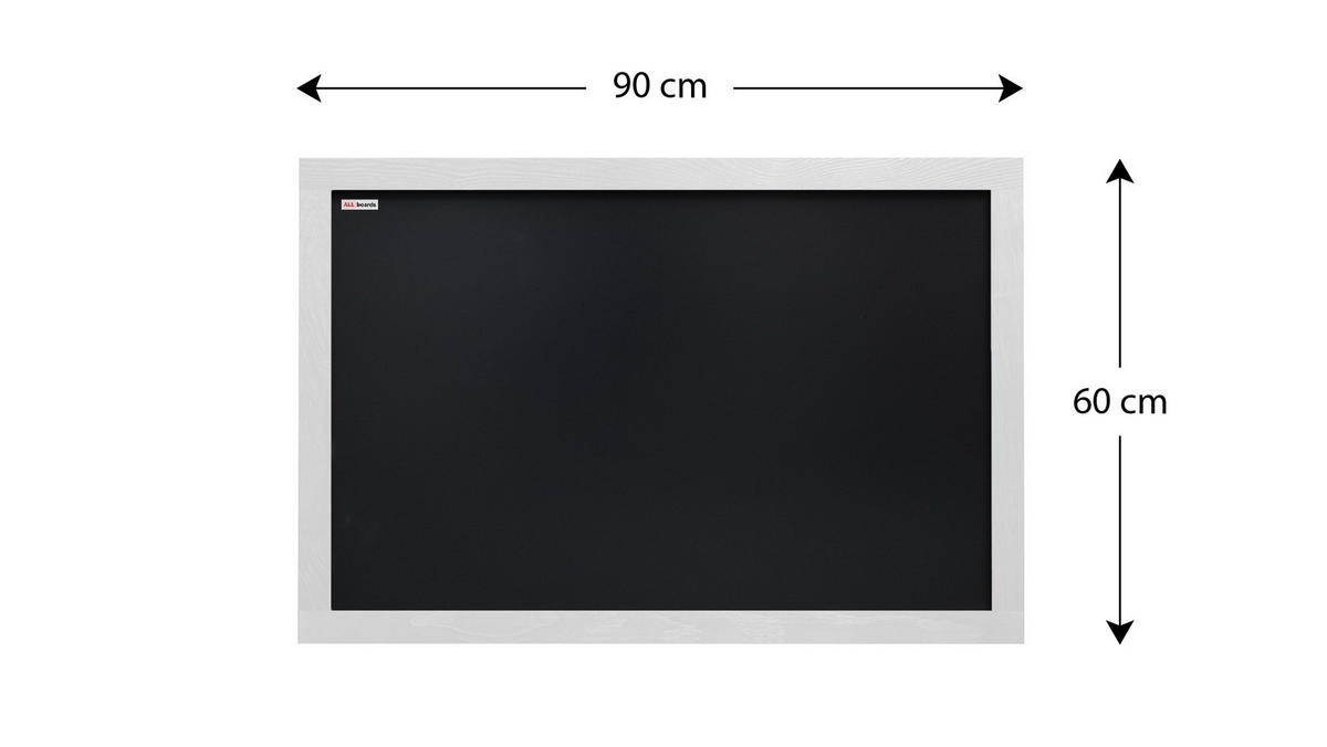 KREIDETAFEL mit weißem Holzrahmen 90x60cm - Schwarz, Holz (90/60/2cm) - ALLboards