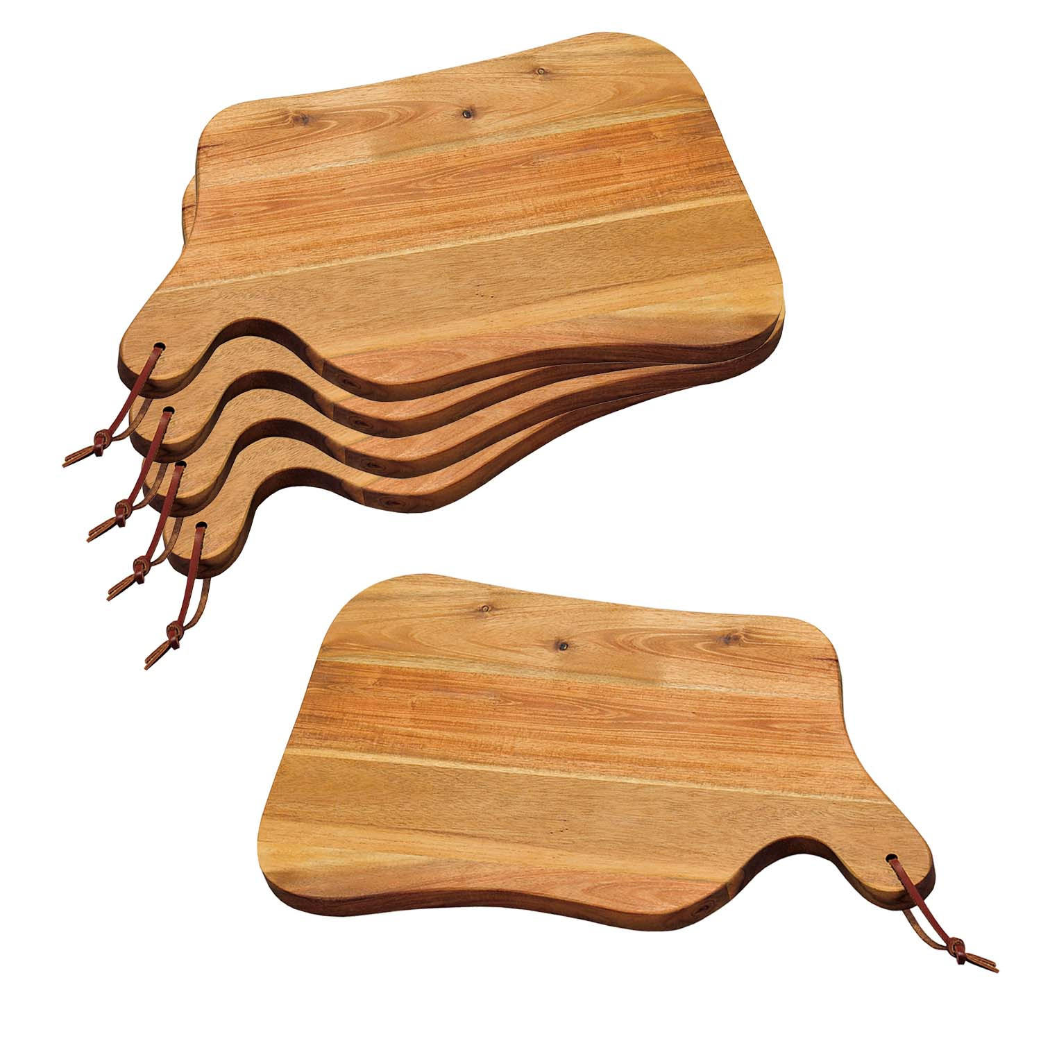 SERVIERBRETTER mit Tragegriff, 5 STÜCK - Akazienholz - 37,5 x 23cm - Naturfarben, Holz (23/37.5cm) - Kesper
