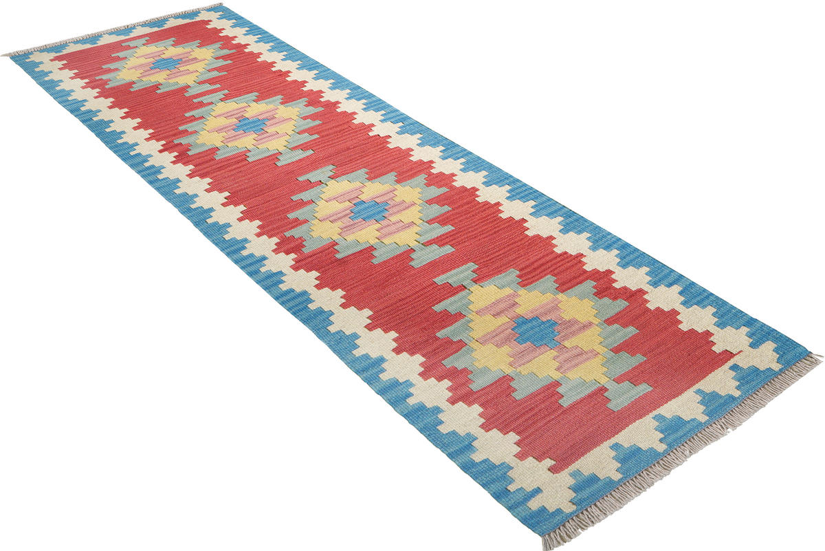 HANDWEBTEPPICH Kelim Gashgai Rot 194/57 cm Schurwolle - Rot, Textil (57/194cm) - Looma