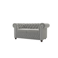 CHESTERFIELD-SOFA 2-sitzer mit Schlaffunktion Nyx Grau Samt - Braun/Grau, Holz/Textil (148/72/86cm) - S-Style Möbel