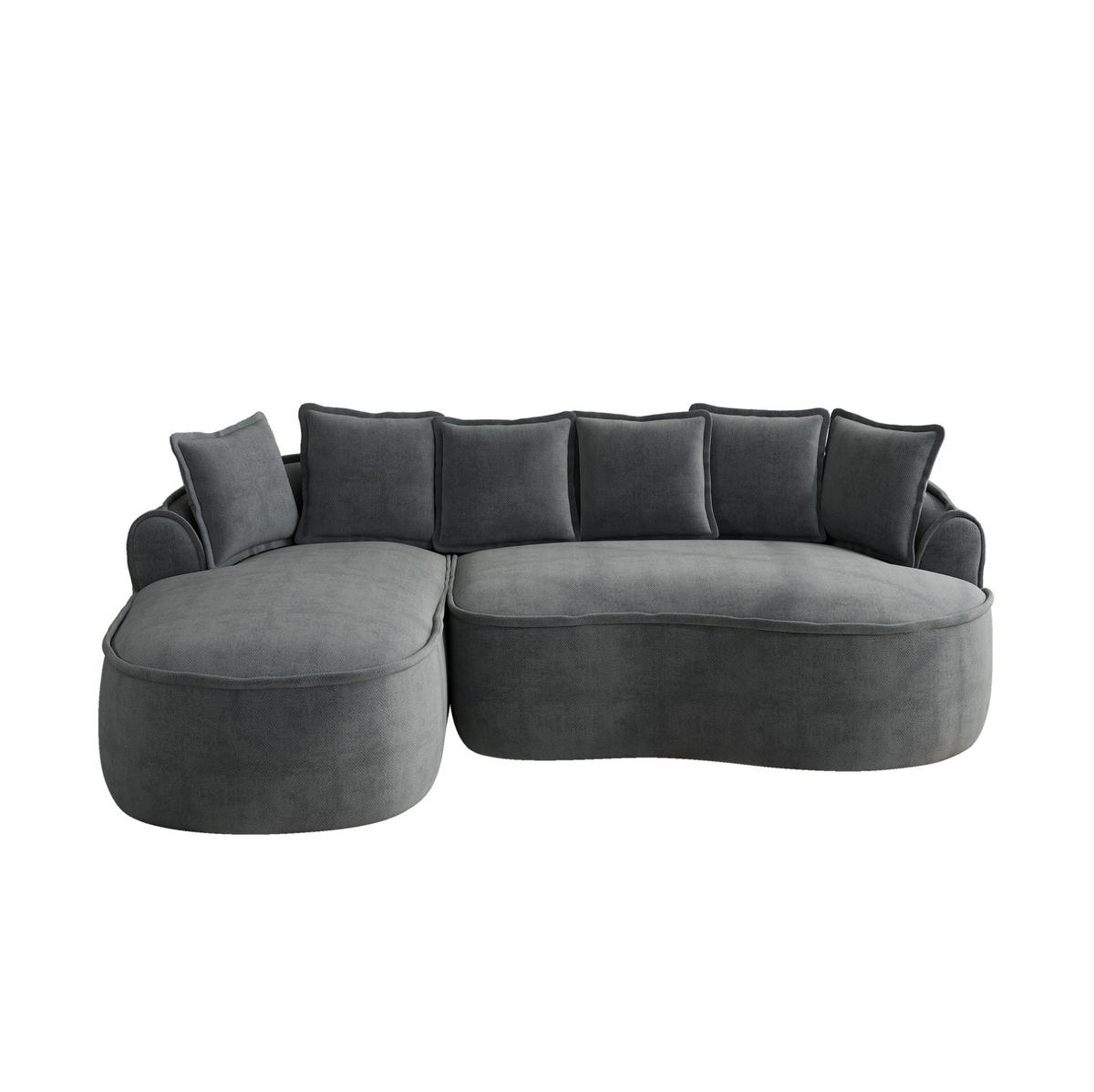 ECKSOFA 252/164/67 cm modular grau aus Chenille rahmenlos mit Schlaffunktion - Grau, Textil (164/252cm) - OKWISH