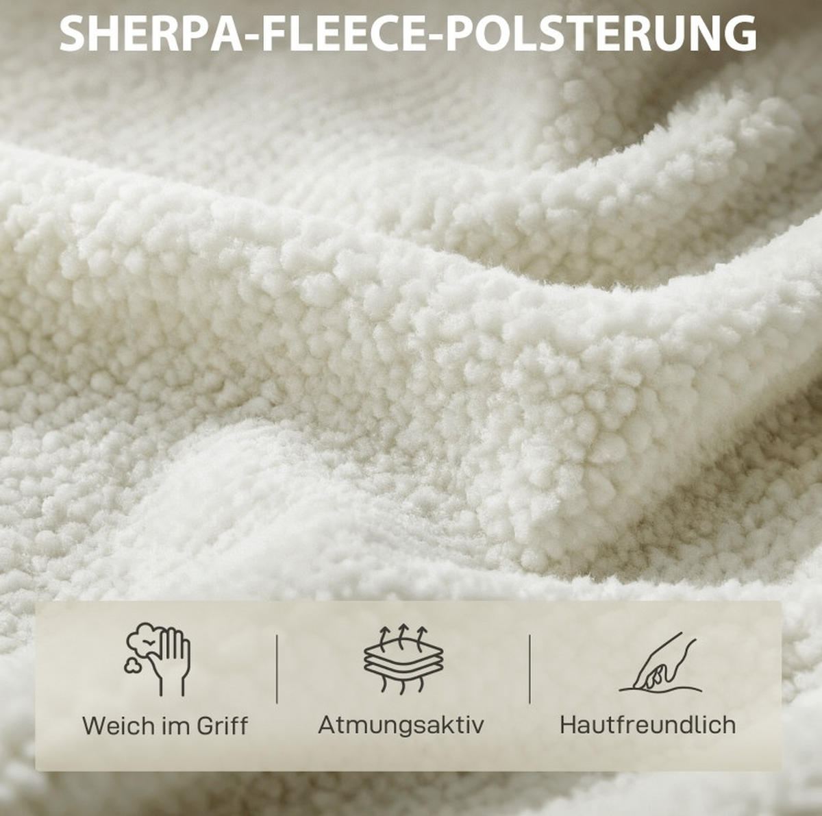 SESSEL 67/67/71 cm in Cremeweiß mit Sherpa-Fleece und Metallbeinen - Creme, Kunststoff (67/71/67cm) - BEAOK
