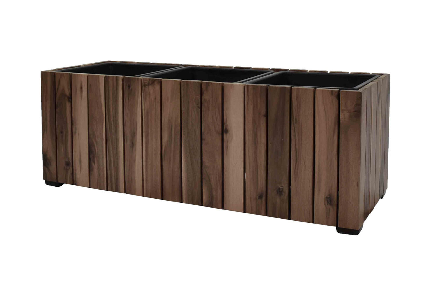 PFLANZKASTEN Colorado 2, 28x79 cm, Akazienholz, dunkel Braun - Dunkelbraun, Holz (28/28/79cm) - dasmöbelwerk