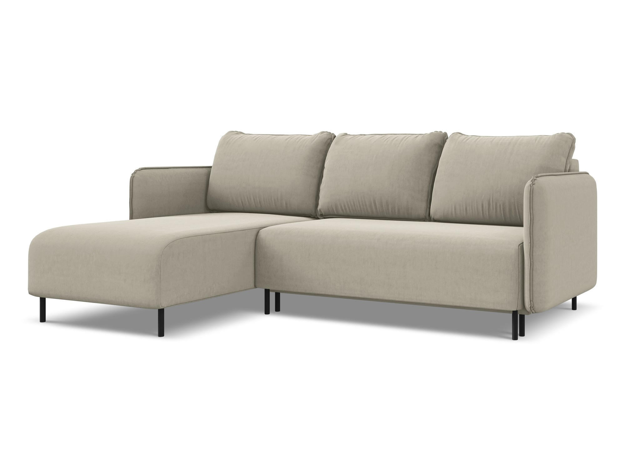 ECKSOFA mit Schlaffunktion Samt Stoff Creme - Perlmutt/Creme, Holz/Textil (162/236cm) - Makamii