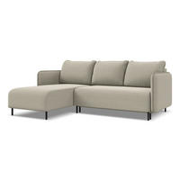ECKSOFA mit Schlaffunktion Samt Stoff Creme - Perlmutt/Creme, Holz/Textil (162/236cm) - Makamii