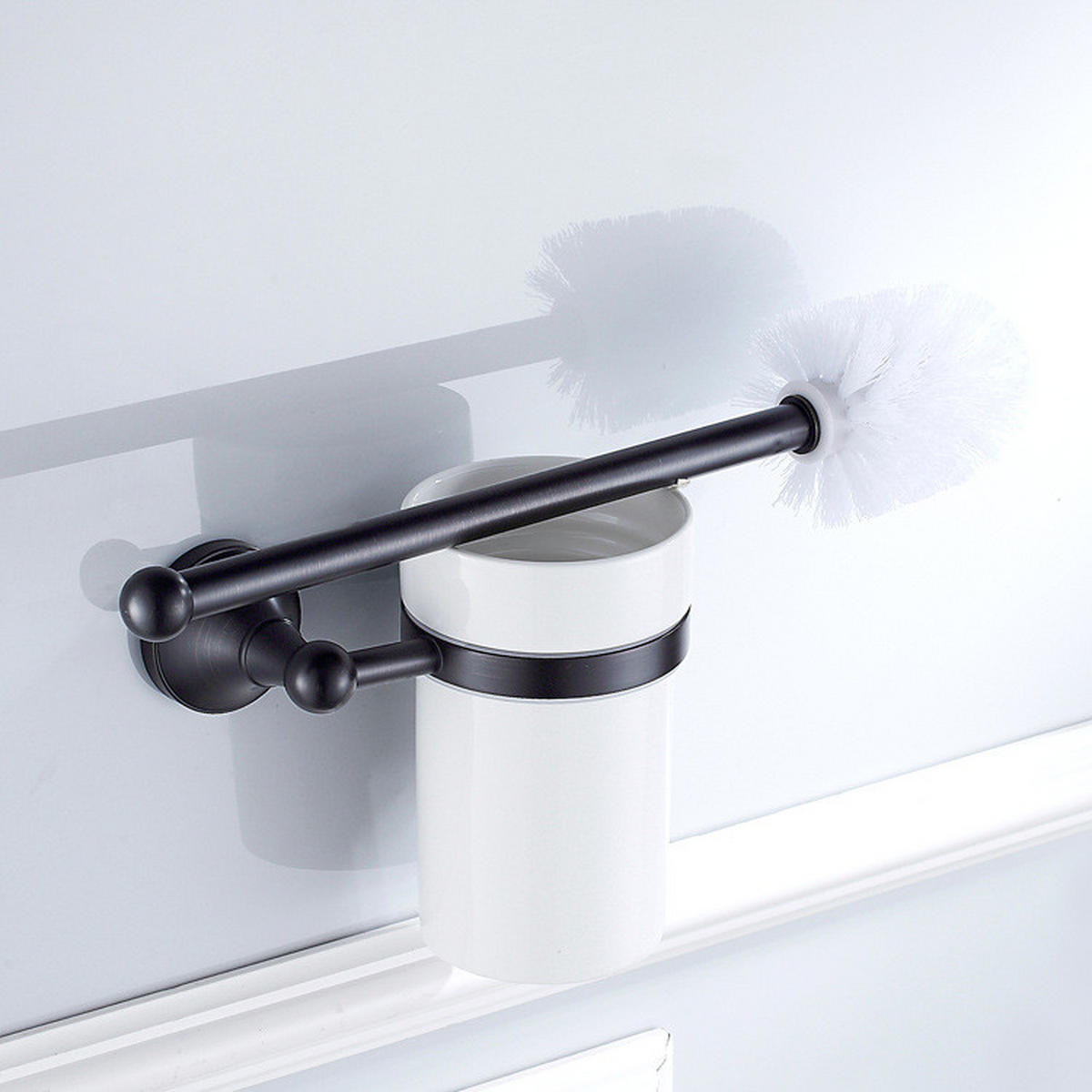 TOILETTENBÜRSTENHALTER – Schwarz (16 x 10,5 x 36 cm) - Schwarz, Metall (16/36/10.5cm)