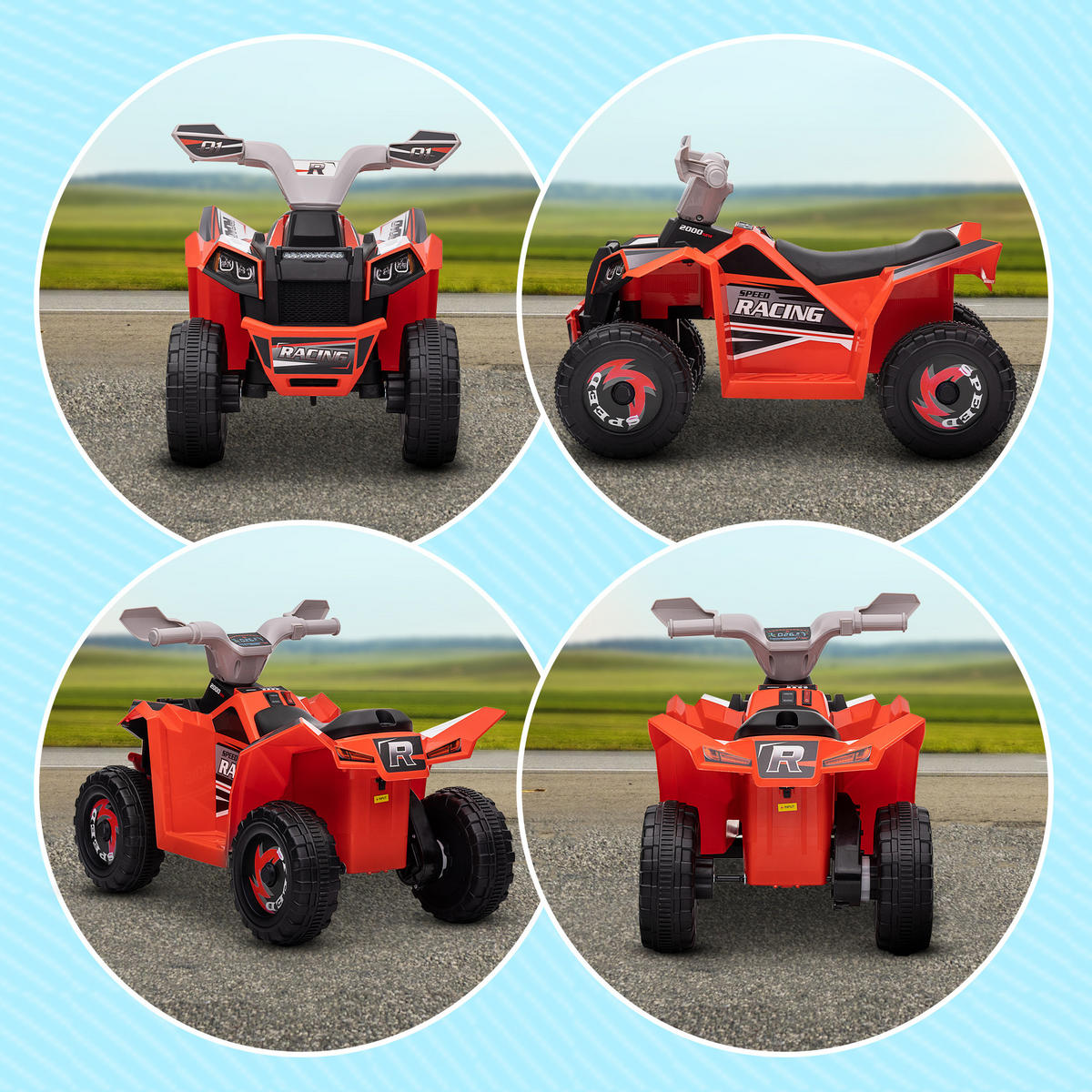 ELEKTRO-QUAD DE-13031 Vor-/Rückwärtsgang Rot - Rot, Kunststoff (70/41.5/48.5cm) - ComfortXL