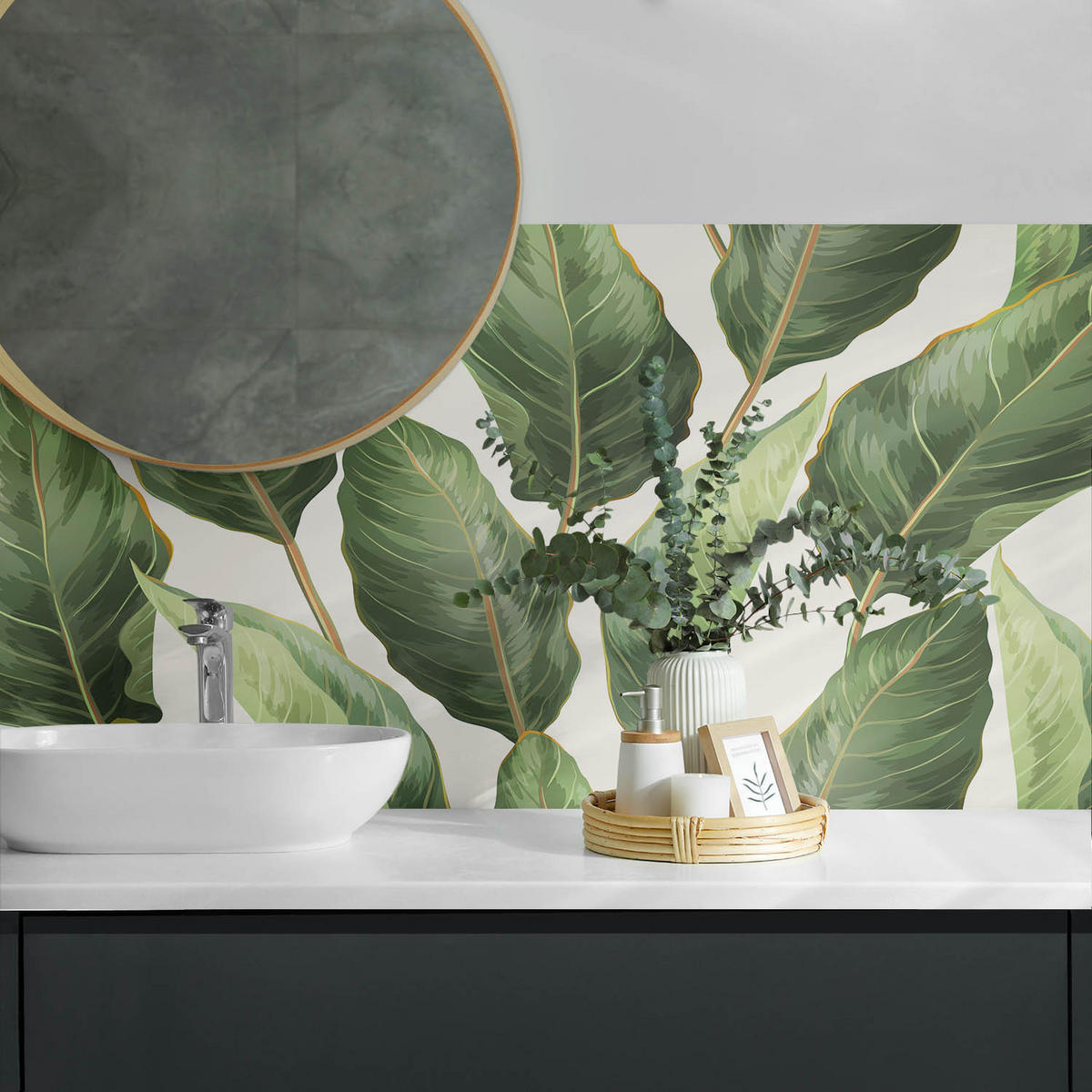 WANDPANEEL 120x60 cm selbstklebend Tropica - Hellgrau, Kunststoff (60/1.6/120cm) - Wallfluent