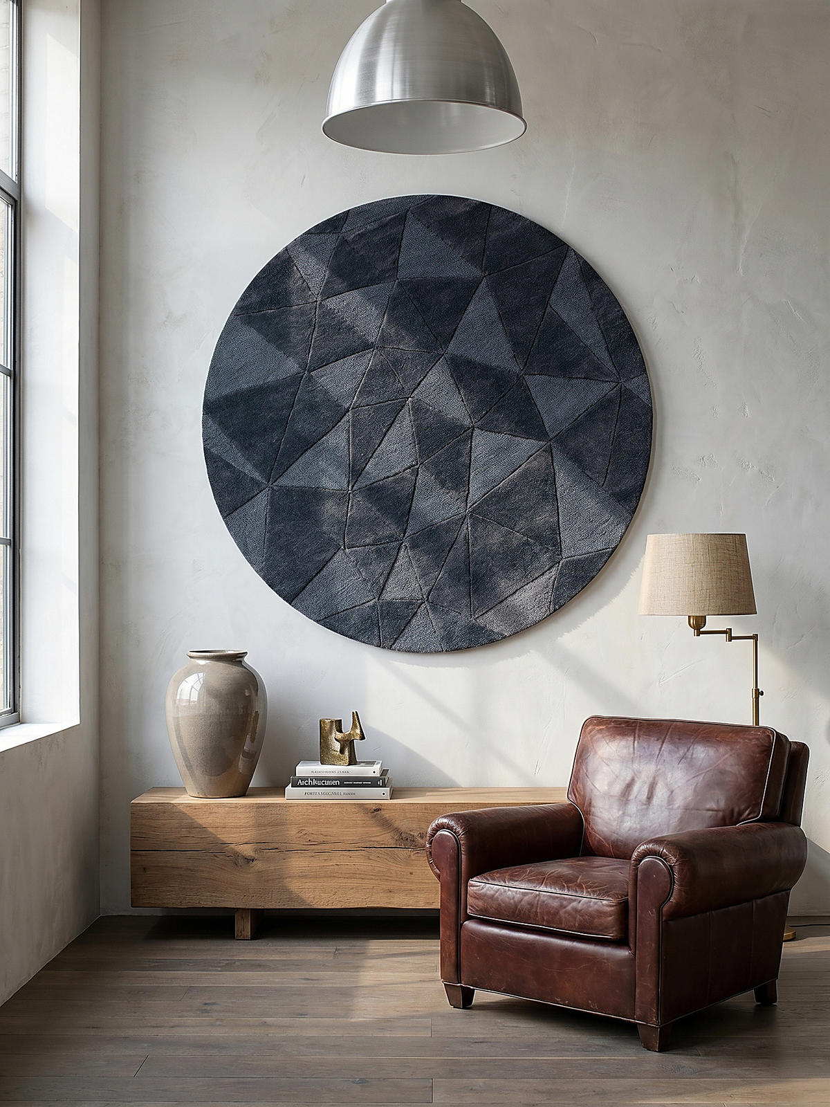 WOLLTEPPICH DEBEN, geometrisch, Anthrazit, Ø 160 cm - Anthrazit, Textil (160/160cm) - KADIMA DESIGN