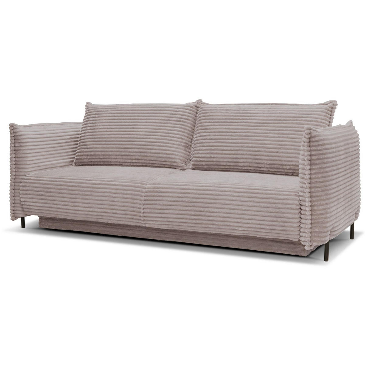 SOFA Amalfi Beige mit Schlaffunktion - Beige/Schwarz, Textil/Metall (226/90/105cm) - Selsey
