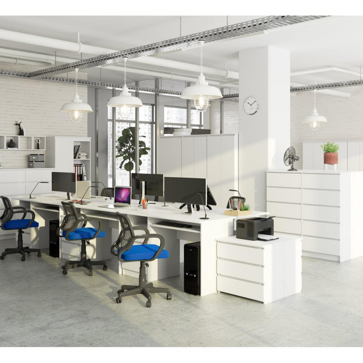 SCHREIBTISCH Weiß Matt 77/135/60 - Weiß, Holzwerkstoff (60/135/77cm) - RAUMHIRSCH FURNITURE