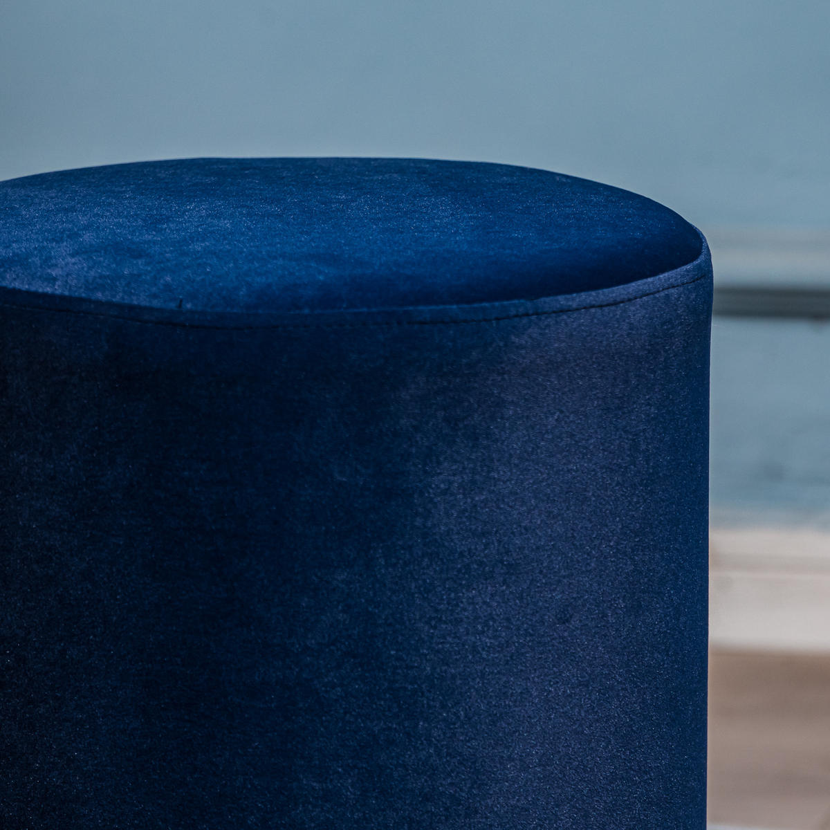 POUF Samt Blau - Blau, Textil (35/42/35cm) - Nordlys