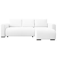 ECKSOFA DORA L, Eckcouch in L-Form mit Schlaffunktion und Bettkasten, Farbe: Weiß, Bouclé-Stoff, Ottomane Rechts - Weiß, Textil (240/143cm) - Storez24