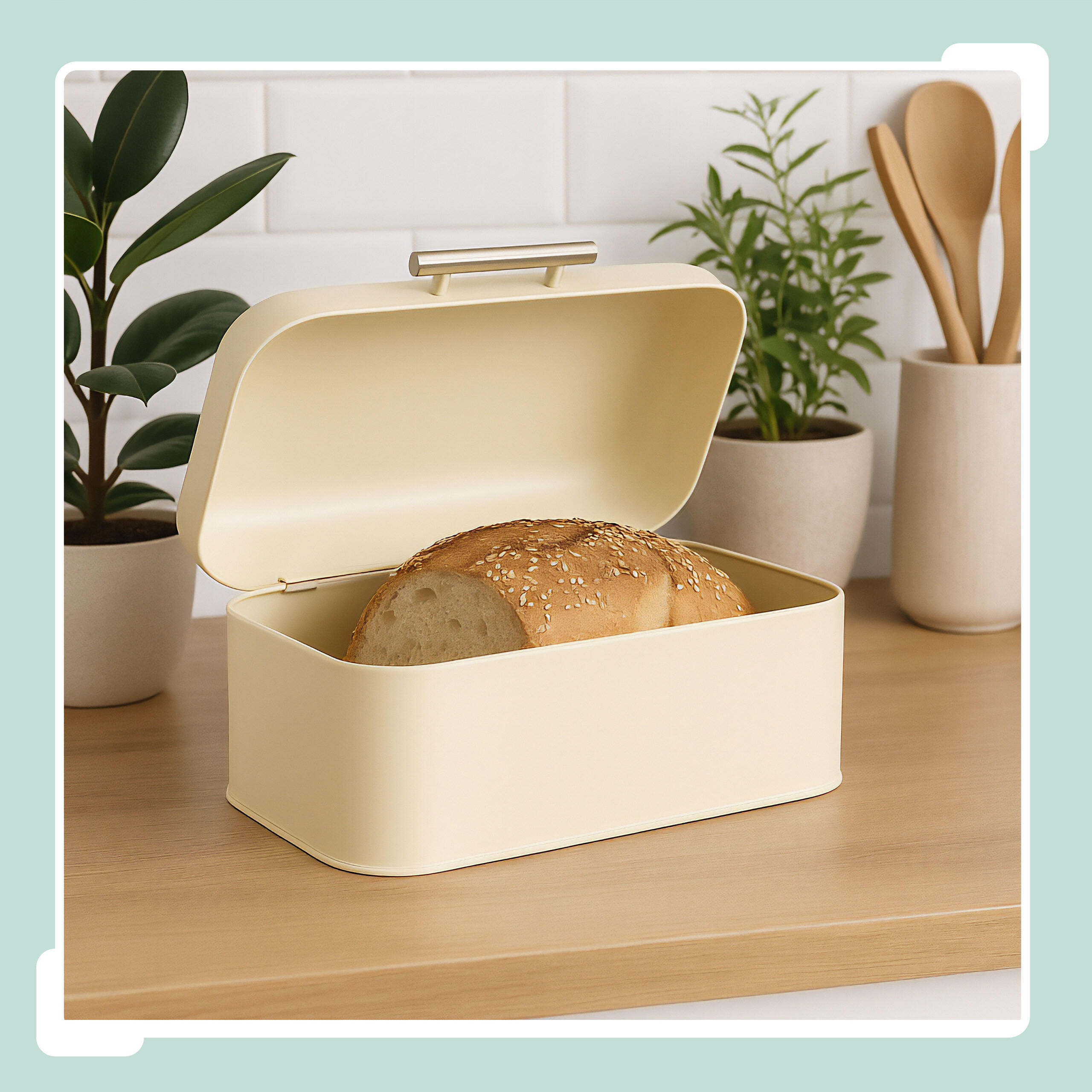 BROTKASTEN - Beige, Textil/Metall (30/15.5/21cm) - Relaxdays