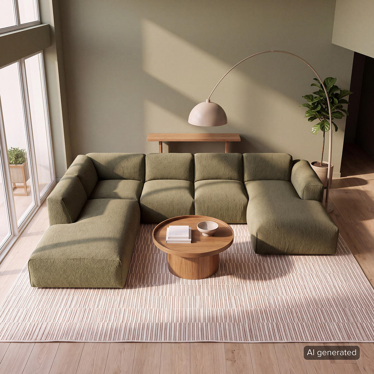 WOHNLANDSCHAFT mit Longchair - Schwarz/Grün, Kunststoff/Textil (325/71/235cm) - home24