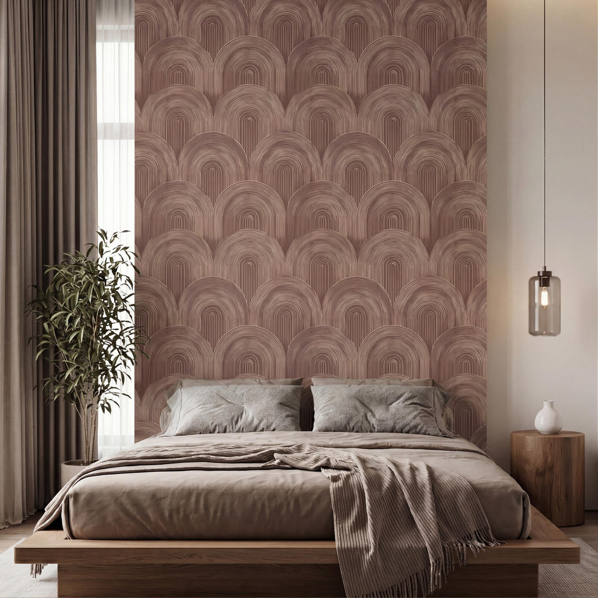 TAPETE - Rhythmic - Aufschlag - Braun - 200x300 cm - Dunkelbraun, Papier (200/300cm) - OnlyWow