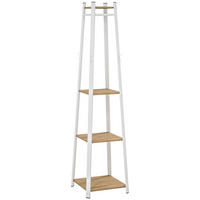 GARDEROBENSTÄNDER, Kleiderständer mit 8 Haken, 4 Ebenen für Kleidung Weiß - Eichefarben, Holzwerkstoff (42/170/42cm) - HOMCOM