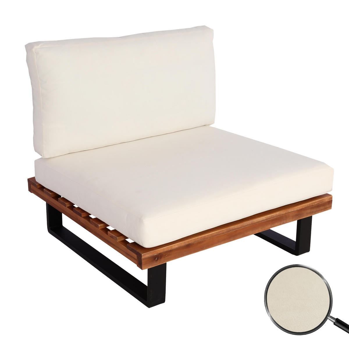 LOUNGESESSEL Garten Braun Cremeweiß - Braun, Holz (82/75/82cm) - PROREGAL