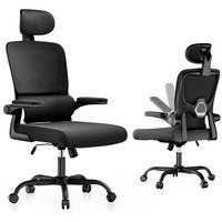 BÜROSTUHL Schwarz ergonomisch mit klappbaren Armlehnen - Schwarz, Metall (25/52.5/65cm) - Rattrix