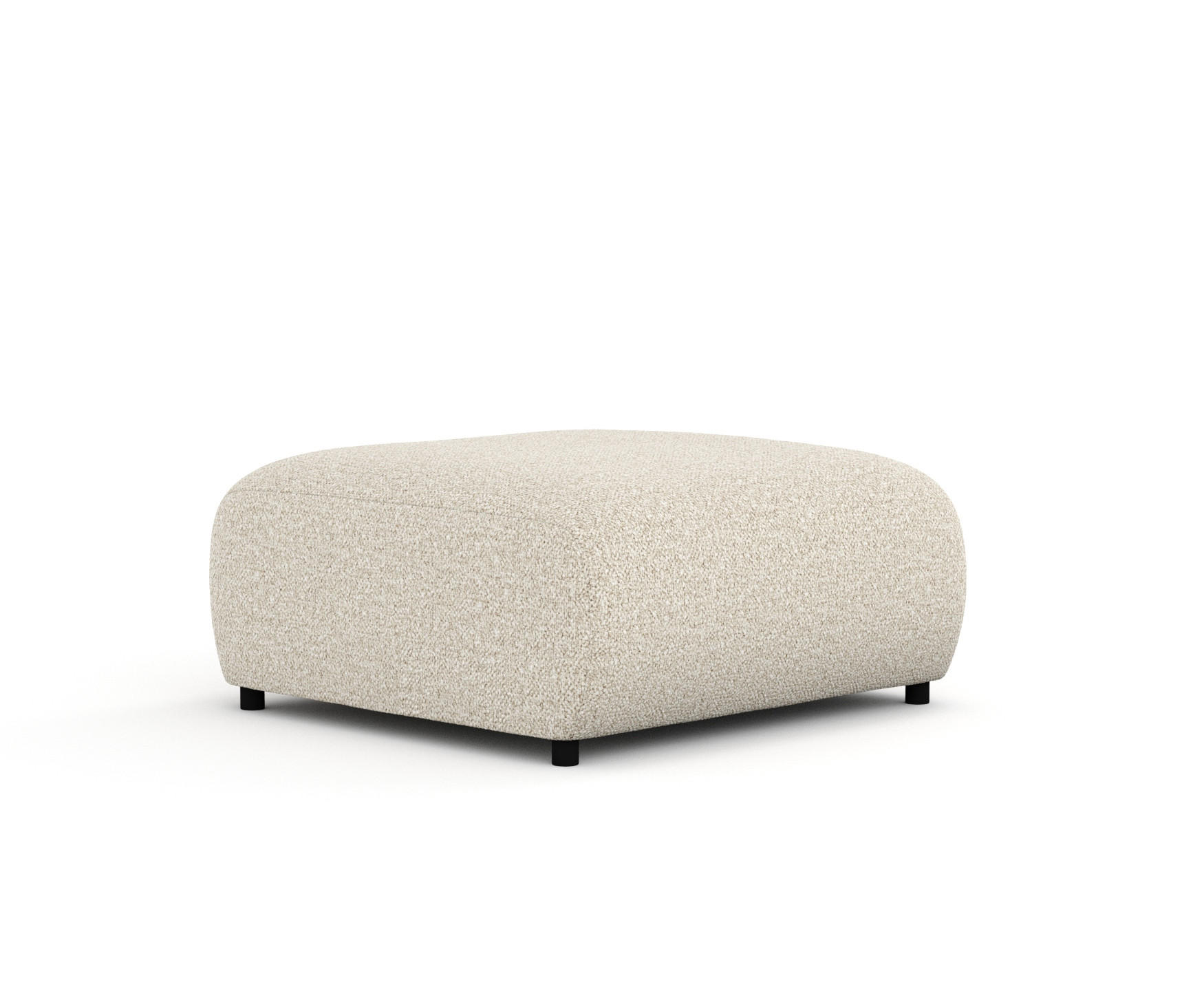 POUF S Zanzibar Beige Plüschstoff - Beige/Schwarz, Holz/Holzwerkstoff (88/37/88cm) - Maison de Reve