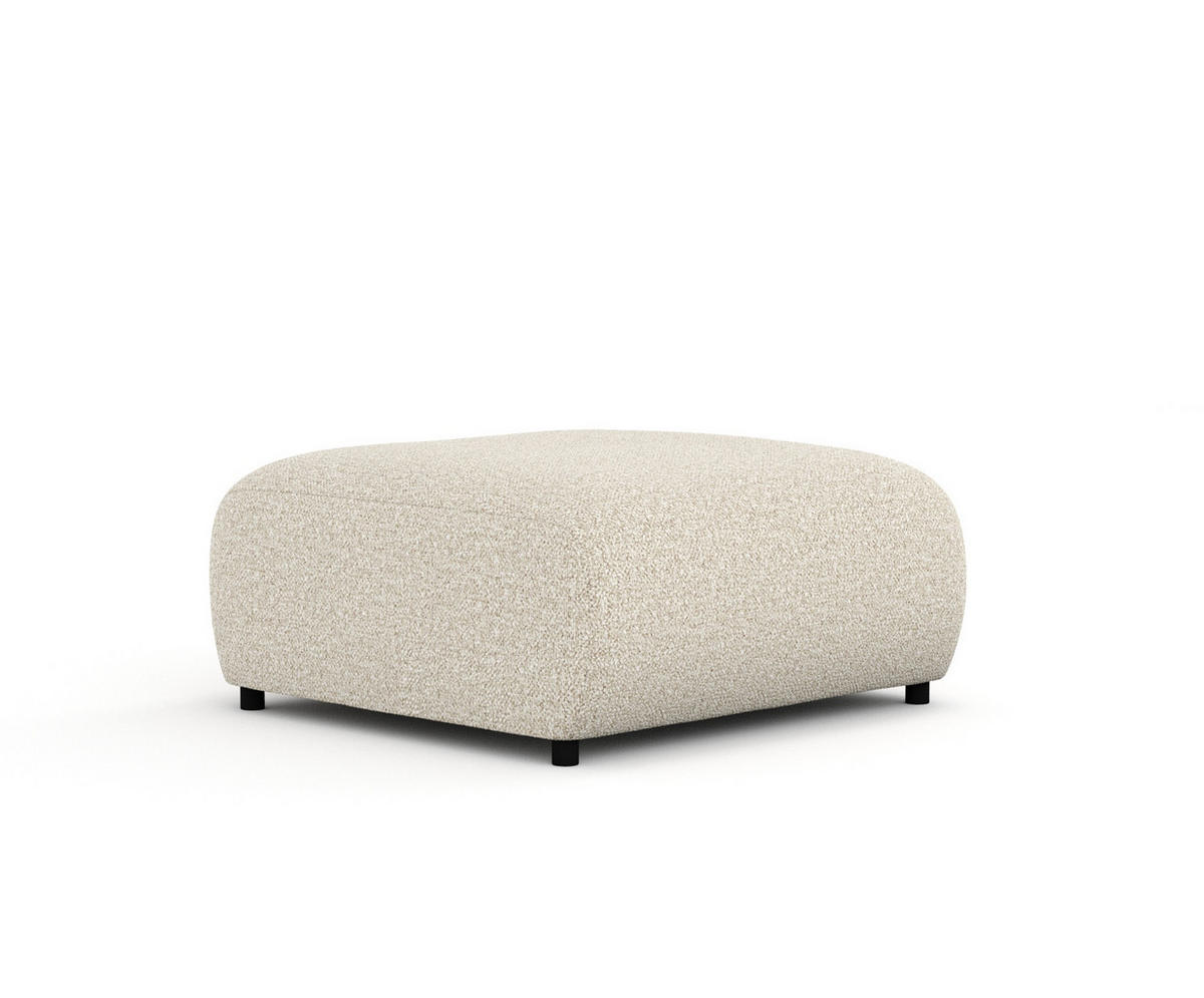 POUF S Zanzibar Beige Plüschstoff - Beige/Schwarz, Holz/Holzwerkstoff (88/37/88cm) - Maison de Reve