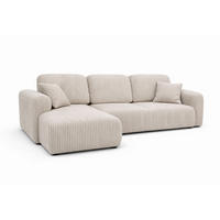 ECKSOFA Mit Schlaffunktion Und Bettkasten, Sofa L-Form Bingo L, Cordstoff Poso, Beige, Links - Beige, Holz (250/142cm) - Kaiser Möbel