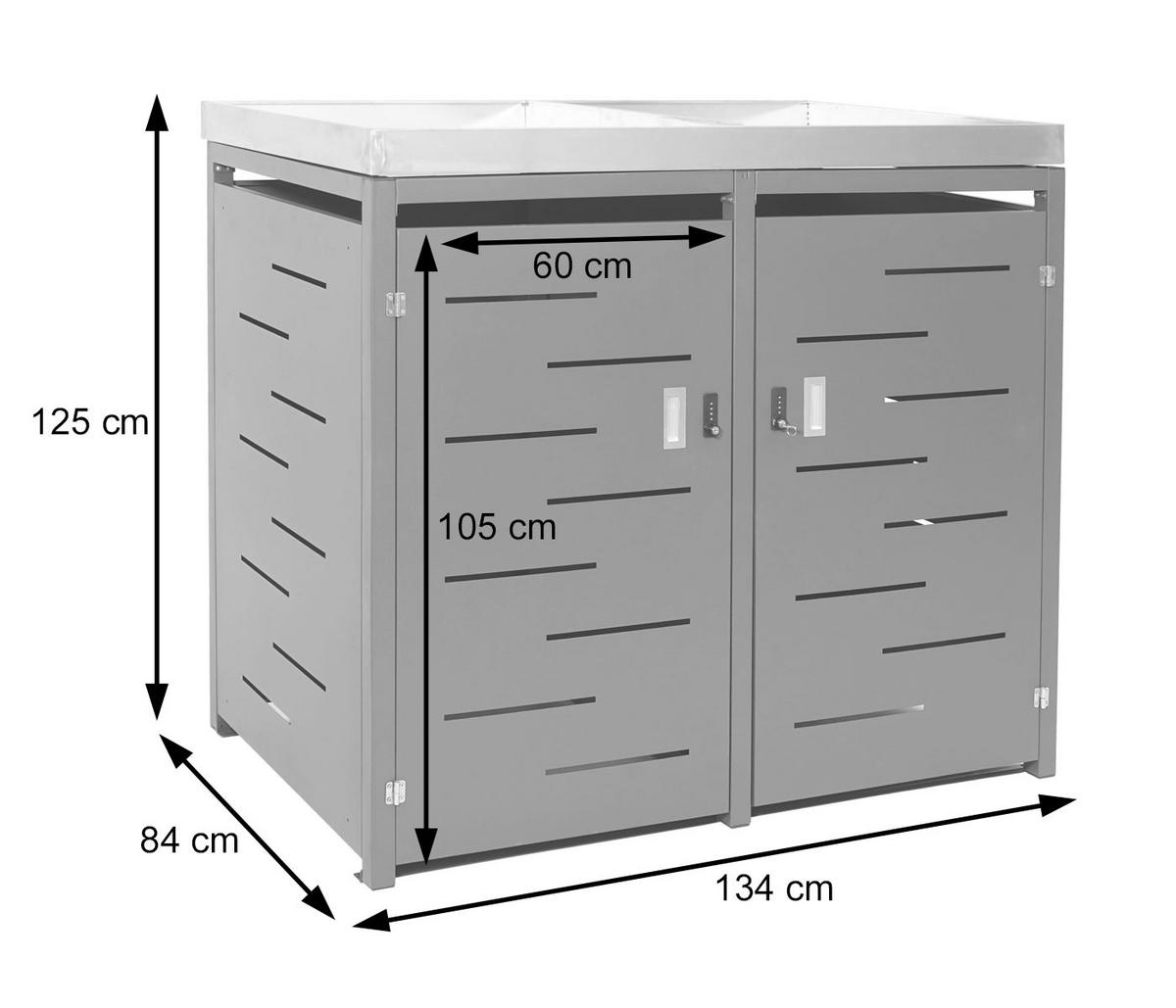 2ER-MÜLLTONNENVERKLEIDUNG Anthrazit - Anthrazit, Metall (134/125/84cm) - MCW