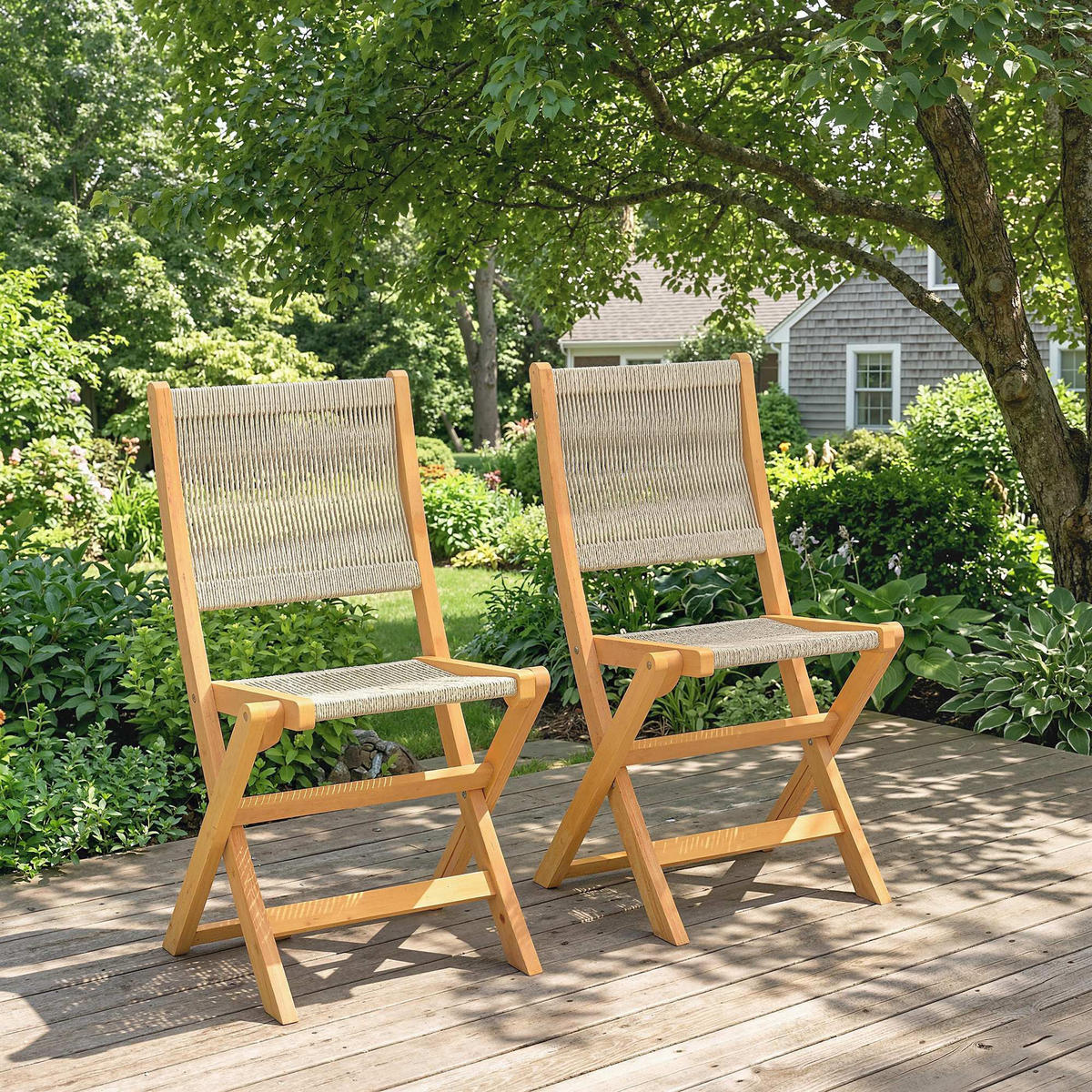 KLAPPSTUHL 2er-SET DE-17425 Natur & Beige - Naturfarben, Holz (55.5/88/48cm) - ComfortXL