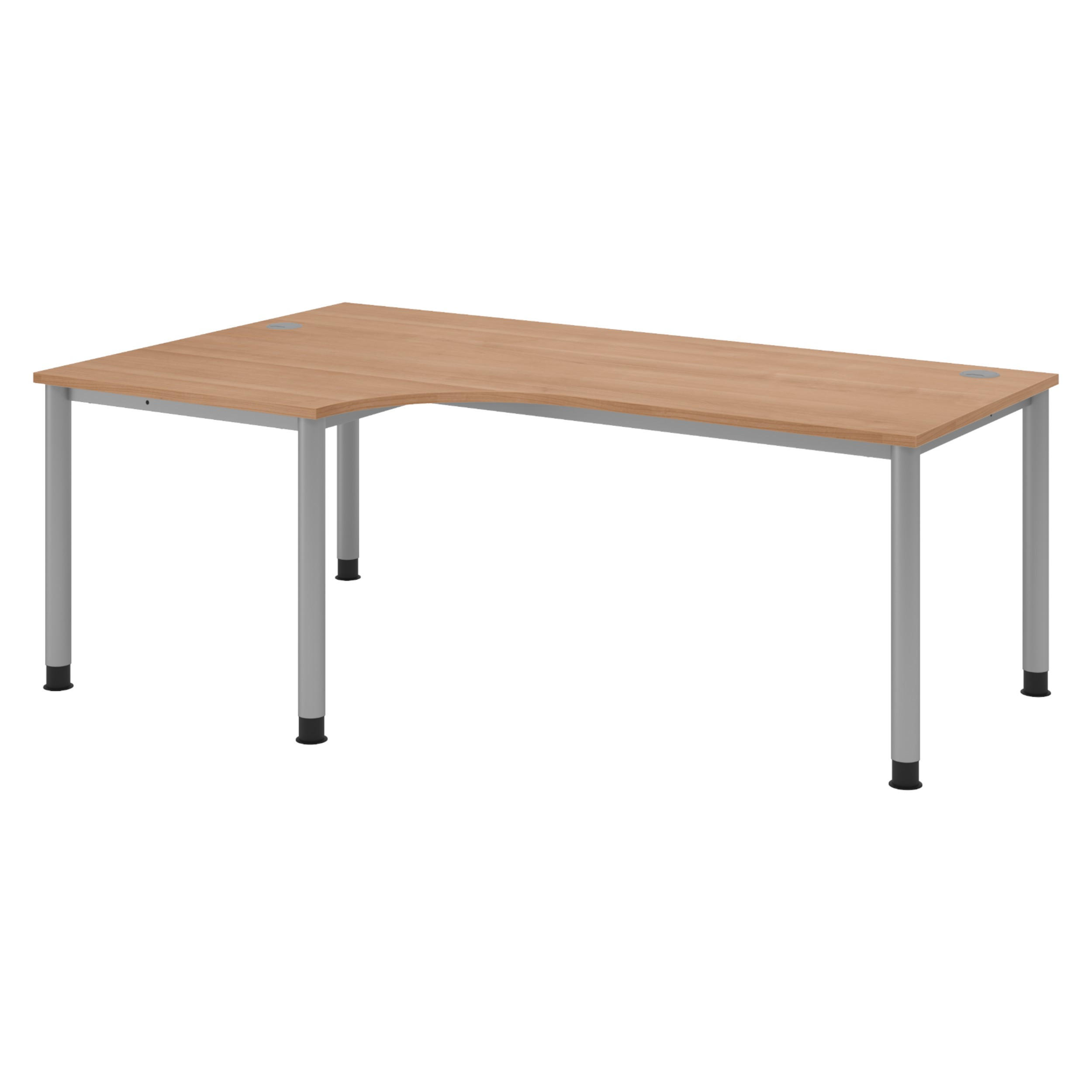 SCHREIBTISCH Serie-H Gestell: Silber 120/200/74 cm in Nussbaumfarben - Nussbaumfarben, Holzwerkstoff (120/200/74cm) - bümö