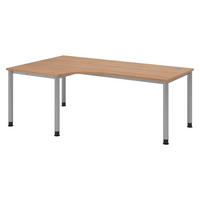 SCHREIBTISCH Serie-H Gestell: Silber 120/200/74 cm in Nussbaumfarben - Nussbaumfarben, Holzwerkstoff (120/200/74cm) - bümö
