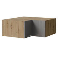 ECK-AUFSATZSCHRANK Essen W14/90/36 Grau Hochglanz / Eiche Artisan Matt 90 / 90 / 36cm - Eiche Artisan/Grau, Holz/Holzwerkstoff (90/36/90cm) - Feldmann-Wohnen